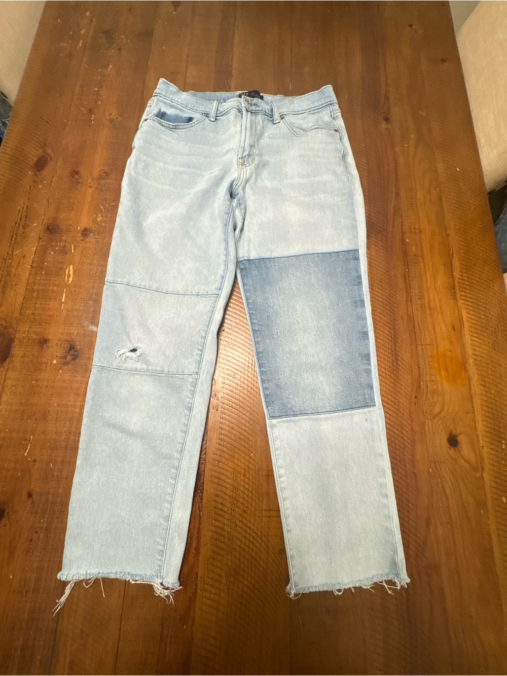 GAP Light Blue Patchwork Straight-Leg Jeans